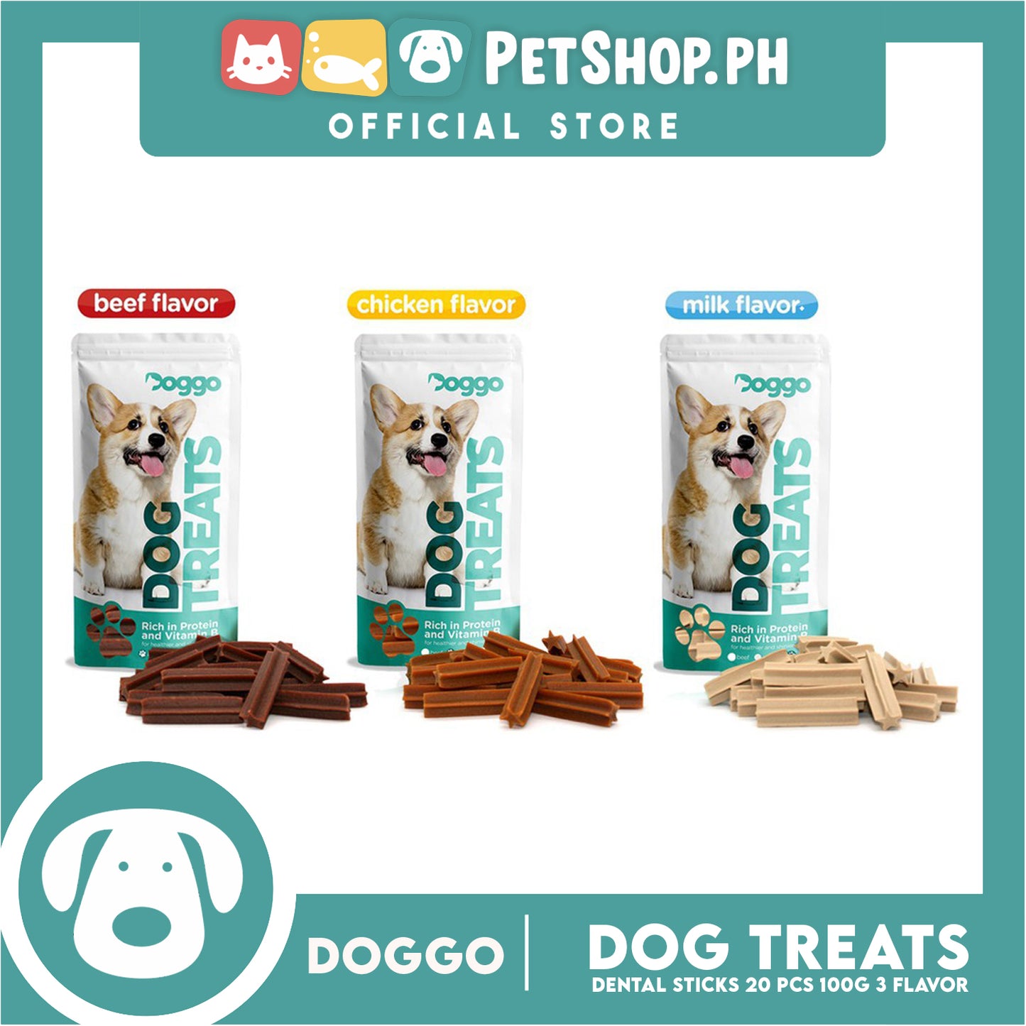 Doggo Dog Treats Dental Sticks 20 pcs. (Milk Flavor) Dental Treats for Your Dog