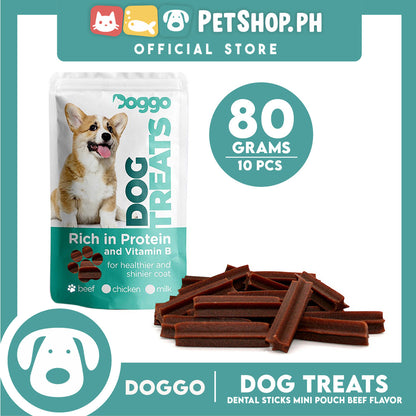 Doggo Dog Treats Dental Sticks Mini Pouch 10 pcs. (Beef Flavor) Dental Treats Mini for Your Dog