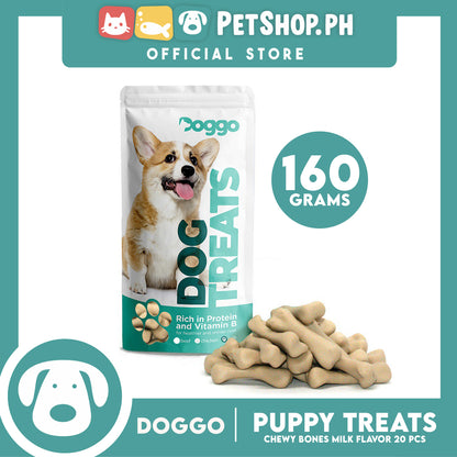 Doggo Dog Treats Chewy Bones 160 grams, 20 pcs. (Milk Flavor) Treats for Your Dog