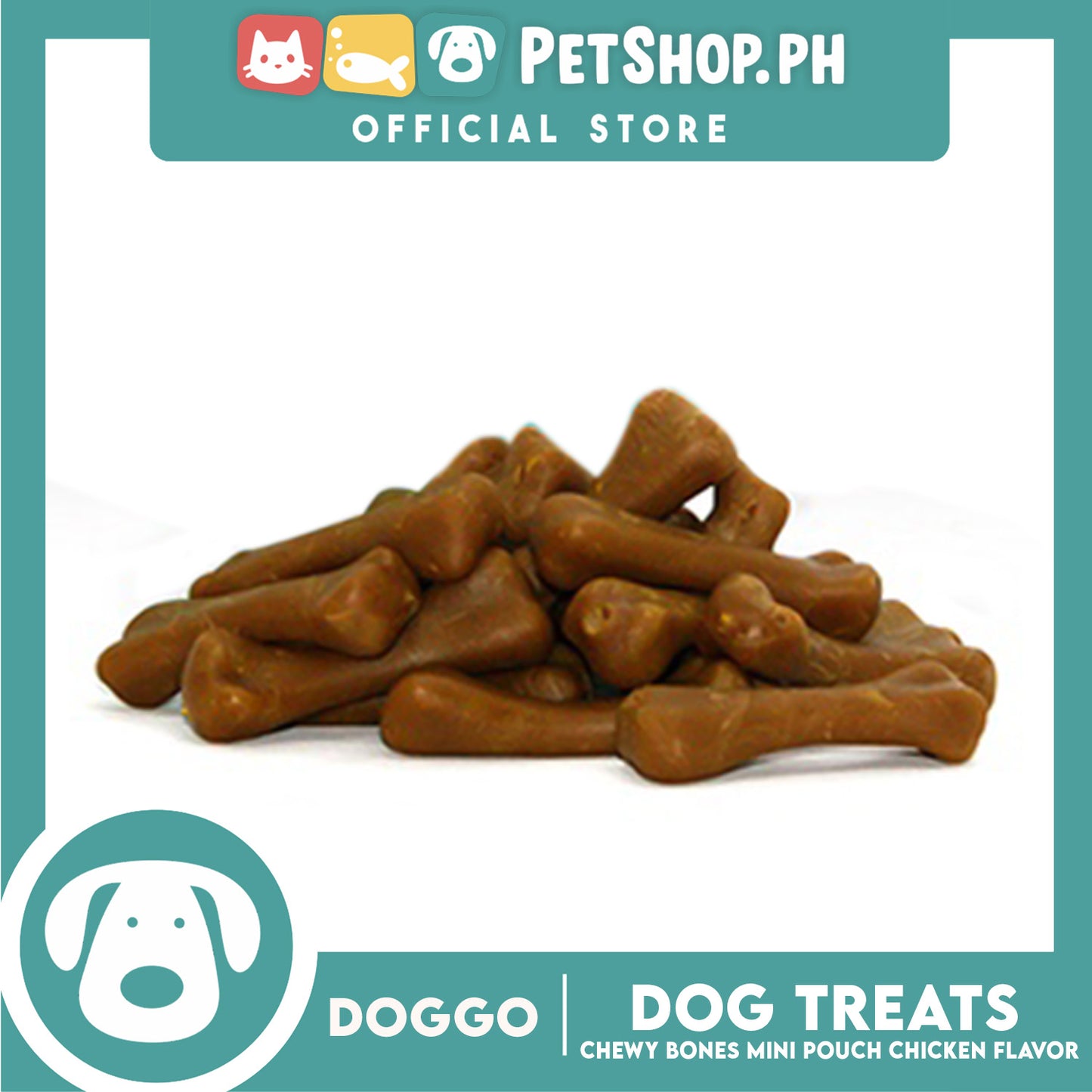 Doggo Dog Treats Chewy Bones Mini Pouch 80 grams, 10 pcs. (Chicken Flavor) Treats Mini for Your Dog