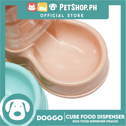 Doggo Cube Food Dispenser Station, Self Replenish Pet Feeder (Peach)