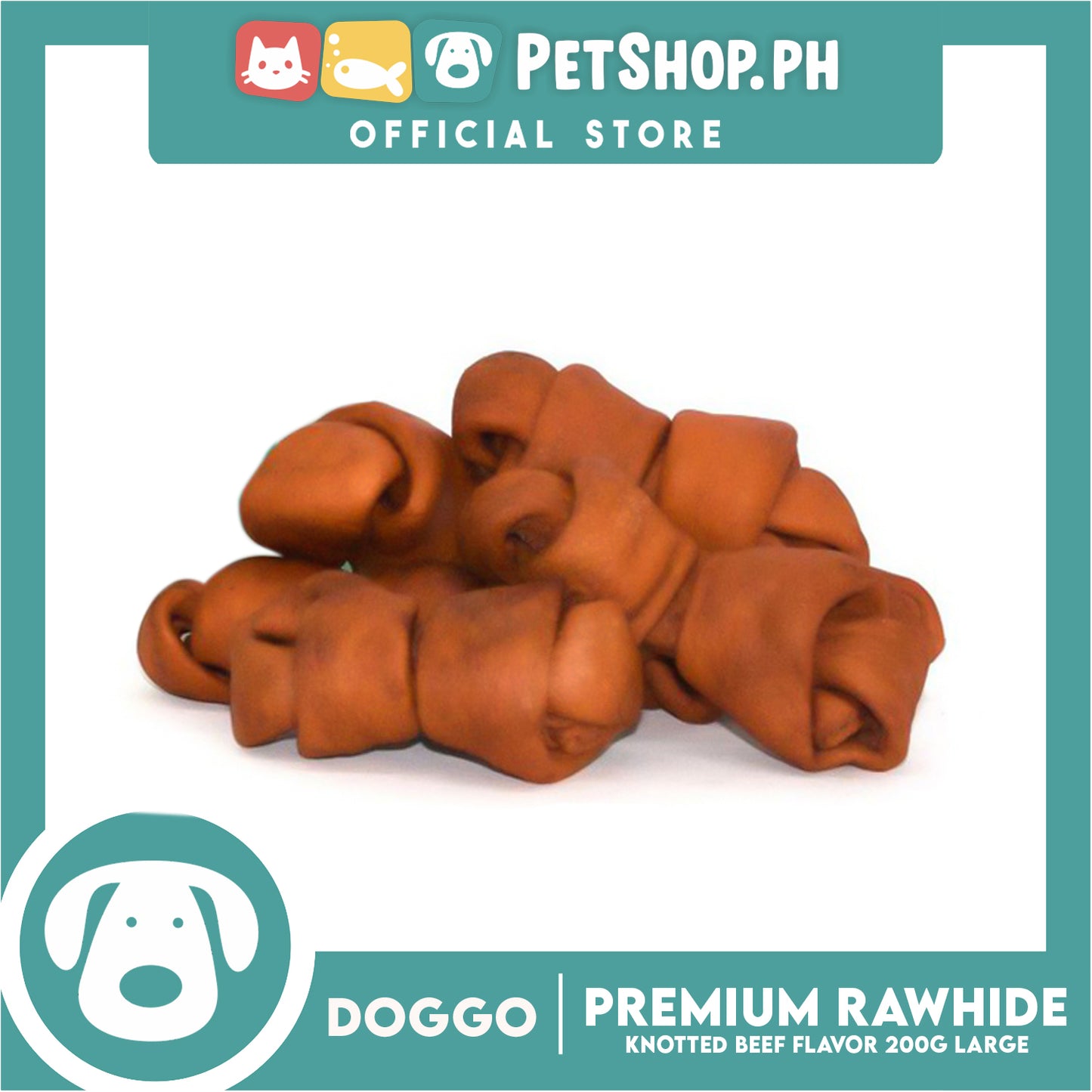 Doggo Premium Knotted Rawhide Beef Flavor (Large) Chewable Treat for Your Dog