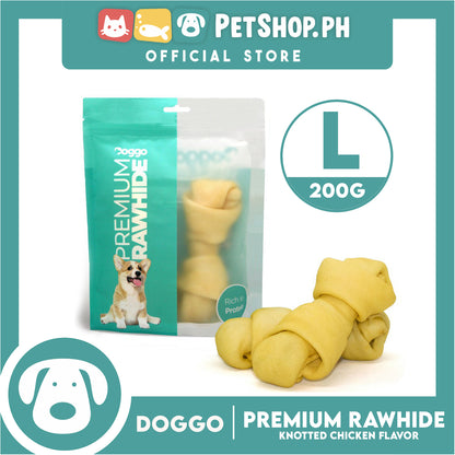 Doggo Premium Knotted Rawhide Chicken Flavor (Large) Chewable Treat for Your Dog