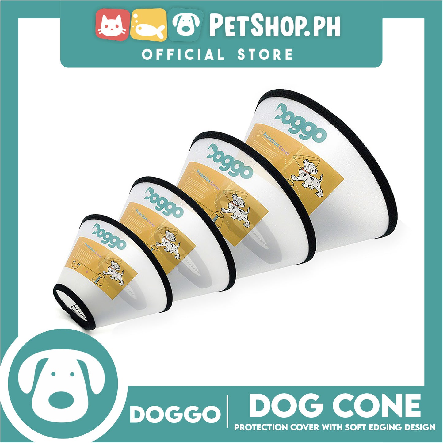 Doggo Dog Cone Protection Cover Adjustable Cone Protective Collar (Large)