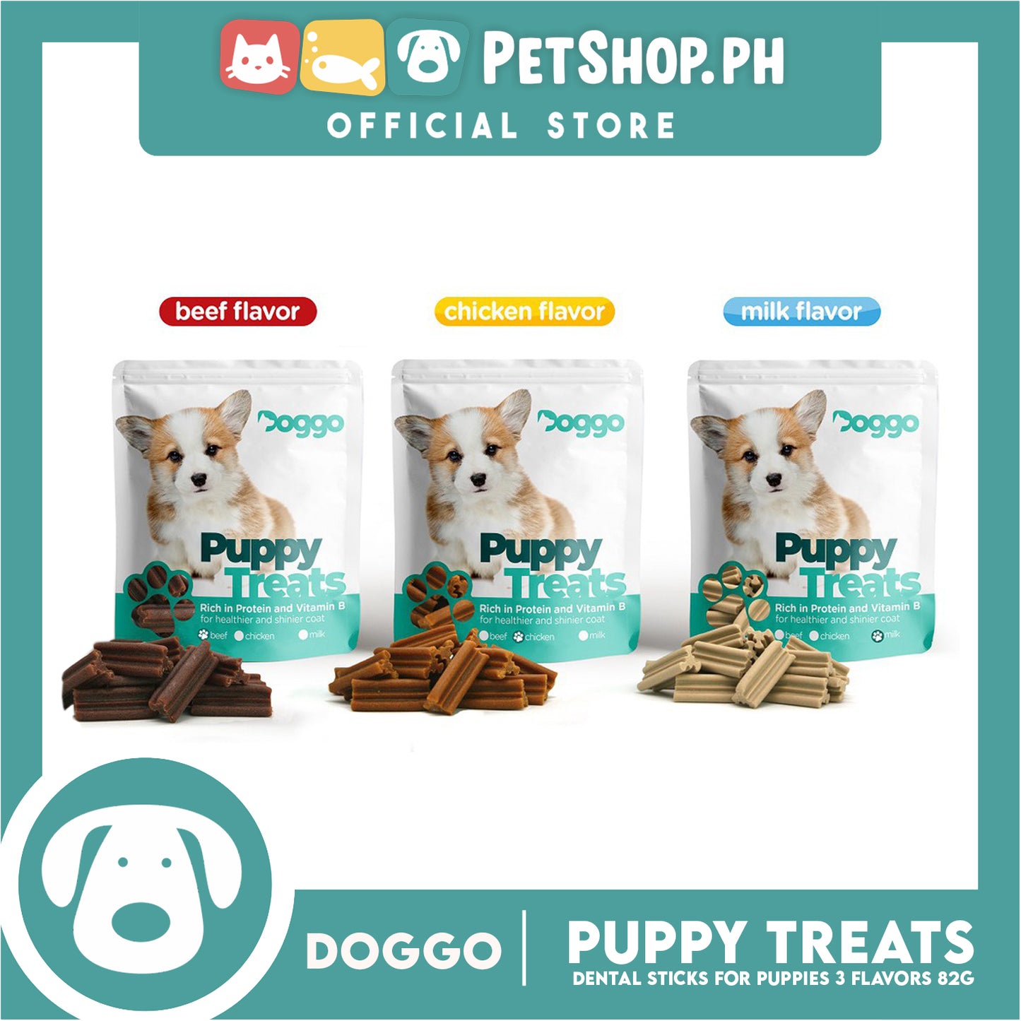 Doggo Dog Treats Dental Stick Mini For Puppies (Beef Flavor) Good for Your Puppies Oral Care