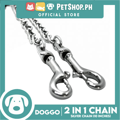 Doggo 2 in 1 Chain Heavy Duty Silver Metal Chain for Two Dogs