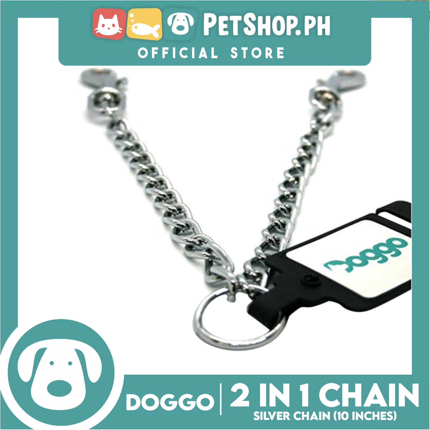 Doggo 2 in 1 Chain Heavy Duty Silver Metal Chain for Two Dogs