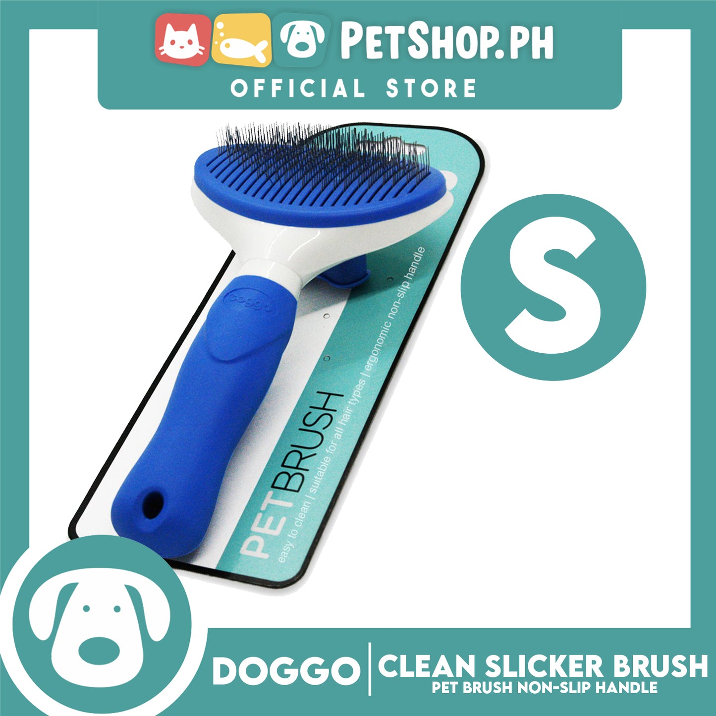 Doggo Easy Clean Slicker Brush Self Cleaning Brush (Small)