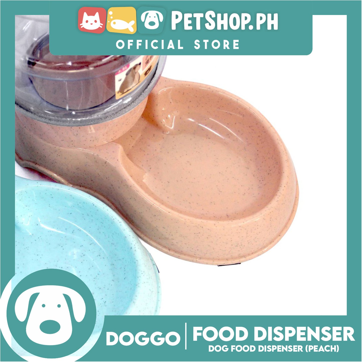 Doggo Dog Food Dispenser (Peach) Pet Feeder