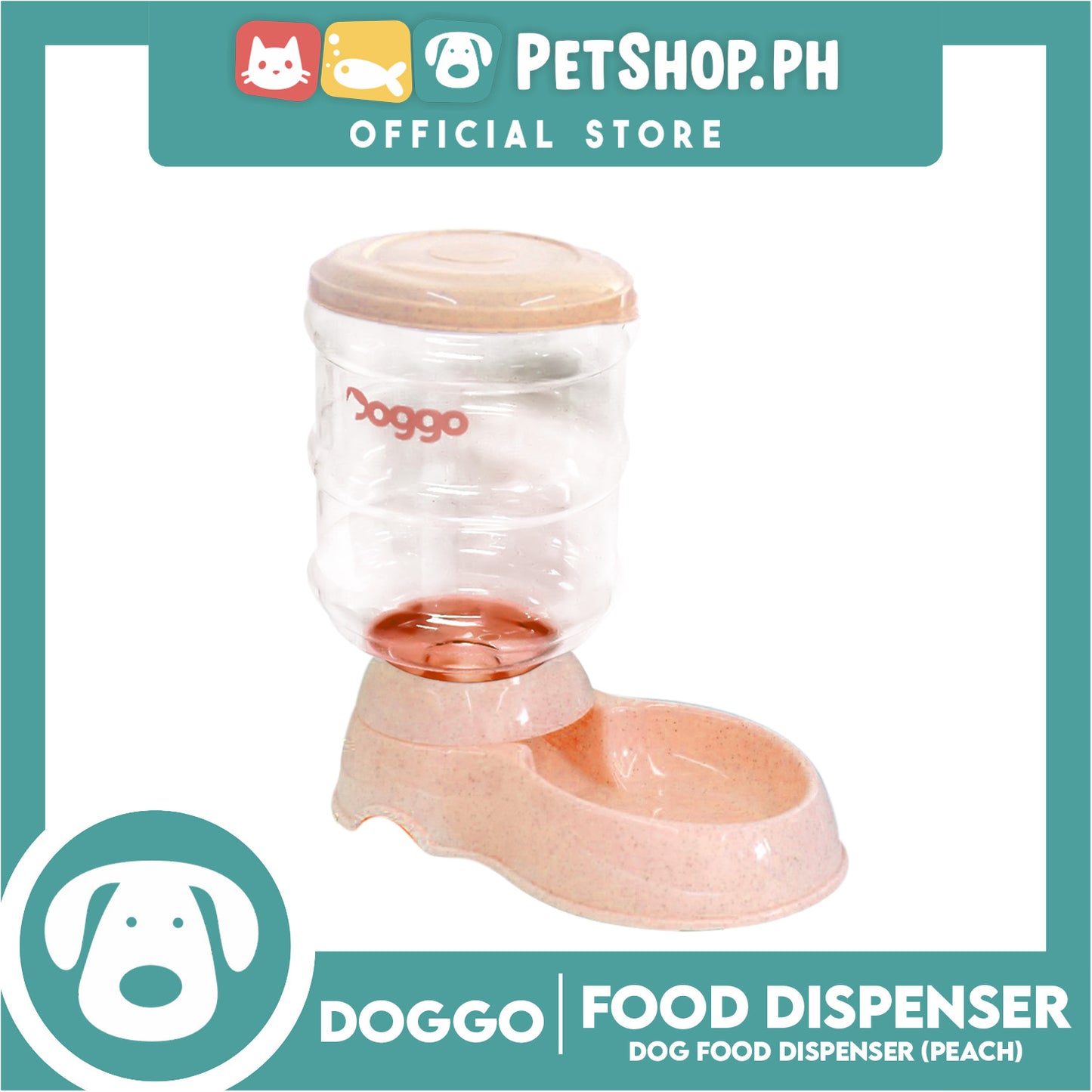 Doggo Dog Food Dispenser (Peach) Pet Feeder