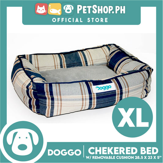Doggo Checkered Dog Bed (Extra Large) Pet Bed with Removable Cushion