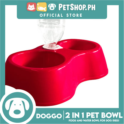 Doggo 2 in 1 Pet Bowl Food and Drinking Bowl (Red)