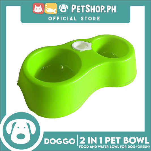 Doggo 2 in 1 Pet Bowl Food and Drinking Bowl (Green)