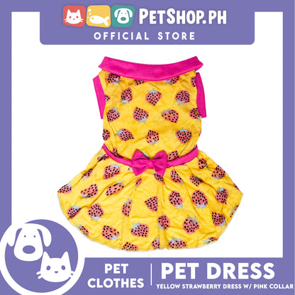 Yellow Strawberry Dress with Collar (Large) for Puppy, Small Dogs and Cats