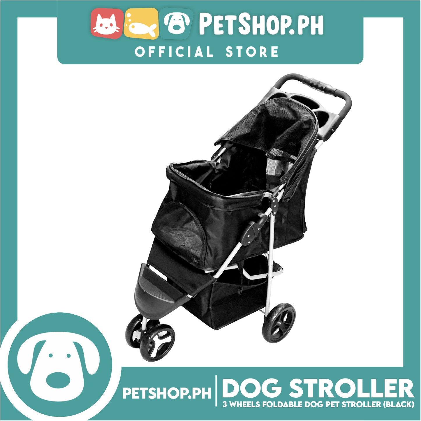 groupon dog stroller Pet Stroller 3 Wheels Fordable Travel Stroller With Waterproof Shield – Petshop.PH