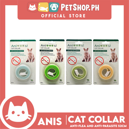 Adjustable Cat Collar Anti-Flea and Anti-Parasite 52cm with 12% Margosa Extract Flea(Assorted Color)