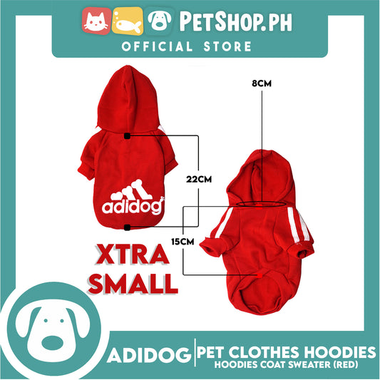 Adidog Pet Clothes Hoodies,Winter Hoodies Apparel Puppy Warm Hoodies Coat Sweater (Red) Extra Small