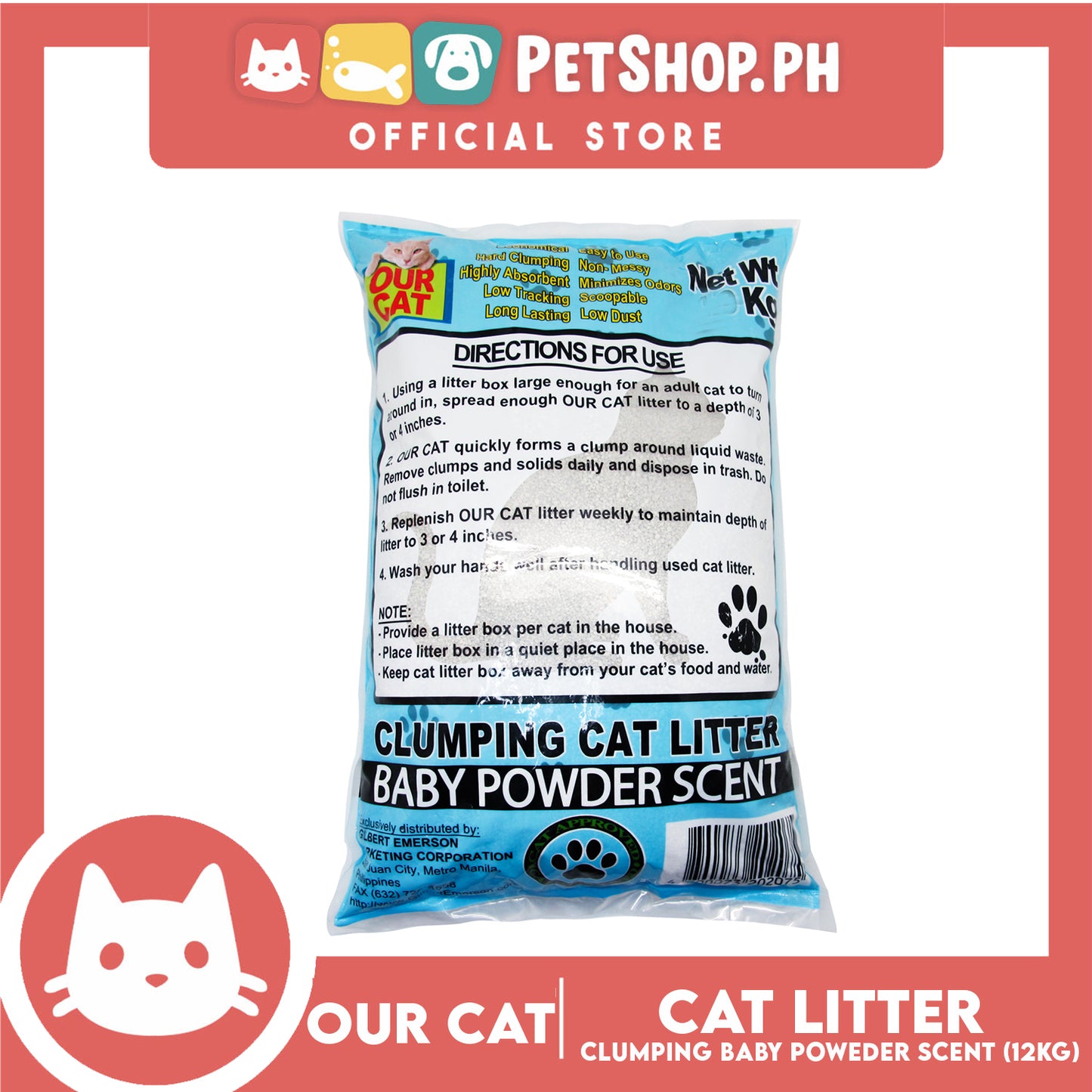 Our Cat Clumping Cat Litter Baby Powder Scent 12kg
