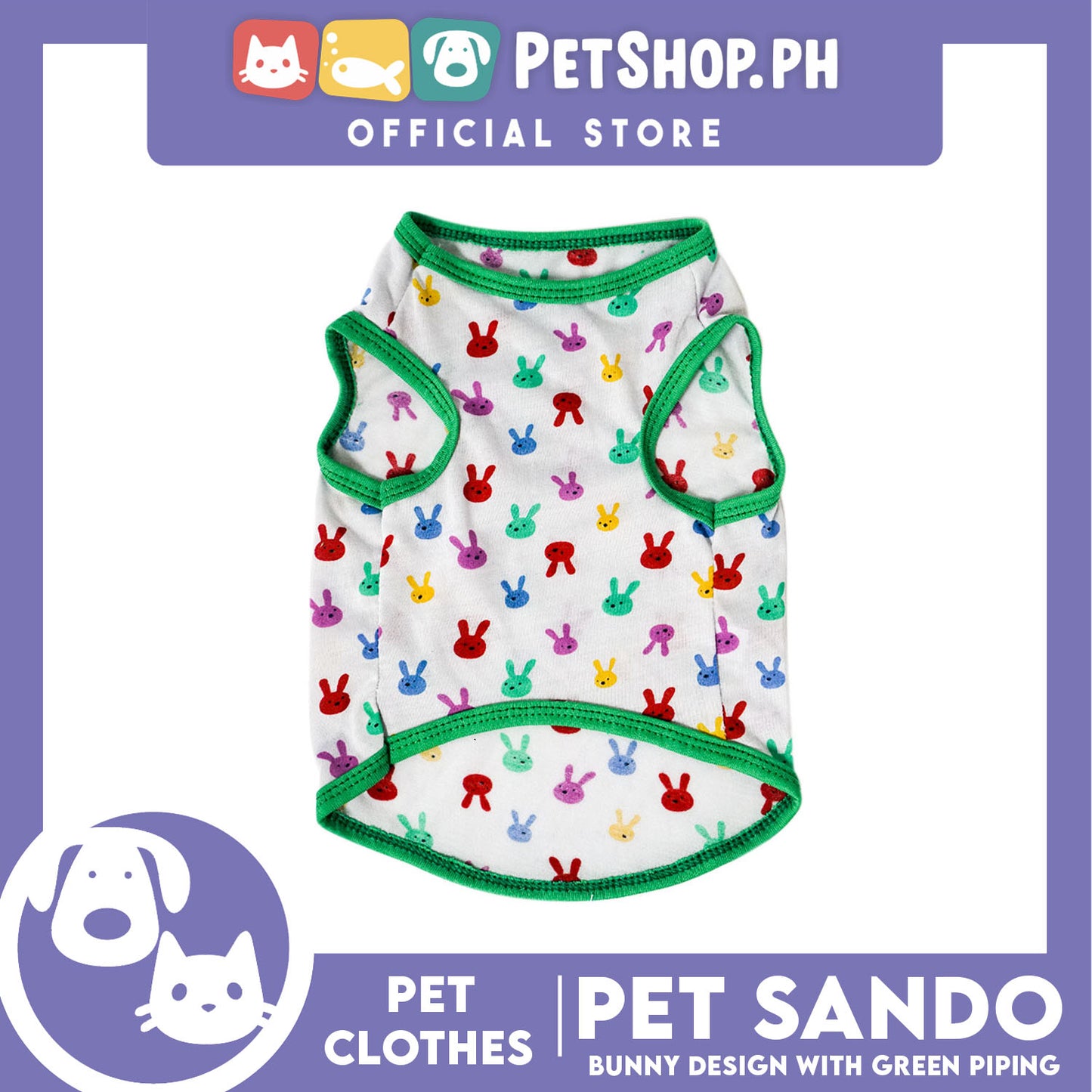 Pet Sando Bunny Design with Green Piping (Large) Perfect Fit for Dogs