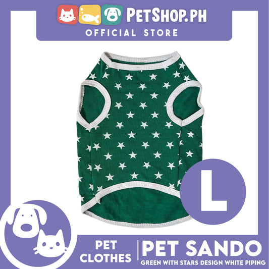 Pet Sando Green with White Stars Design (Large) Pet Clothes Perfect Fit for Dogs