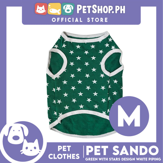 Pet Sando Green with White Stars Design (Medium) Pet Clothes Perfect Fit for Dogs