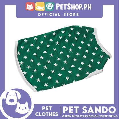 Pet Sando Green with White Stars Design (Medium) Pet Clothes Perfect Fit for Dogs
