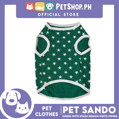 Pet Sando Green with White Stars Design (Medium) Pet Clothes Perfect Fit for Dogs