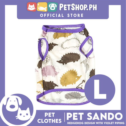Pet Sando Hedgehog Design with violet piping (Large) Pet Clothes Perfect Fit for Dogs