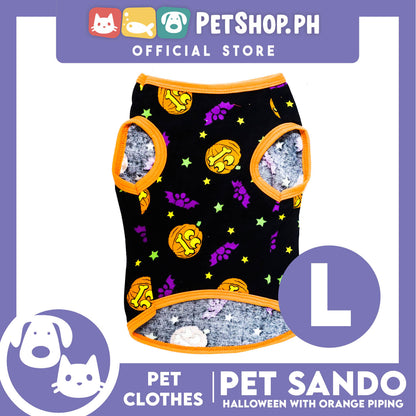 Pet Sando Orange Halloween Design with Orange Piping (Large) Pet Clothes Perfect Fit for Dogs