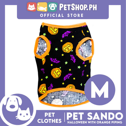 Pet Sando Orange Halloween Design with Orange Piping (Medium) Pet Clothes Perfect Fit for Dogs