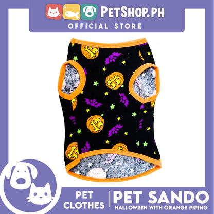 Pet Sando Orange Halloween Design with Orange Piping (Medium) Pet Clothes Perfect Fit for Dogs