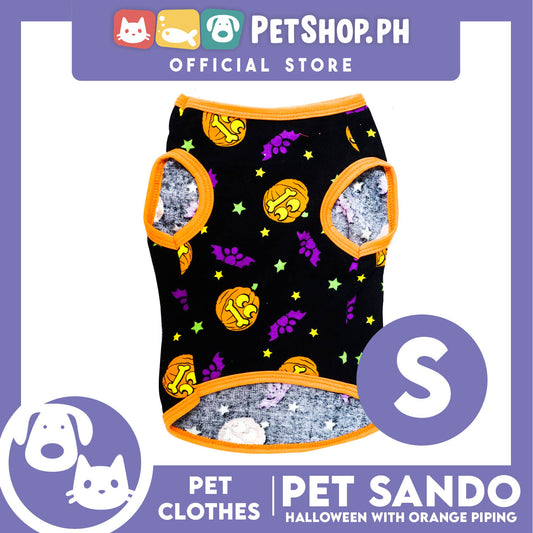 Pet Sando Orange Halloween Design with Orange Piping (Small) Pet Clothes Perfect Fit for Dogs