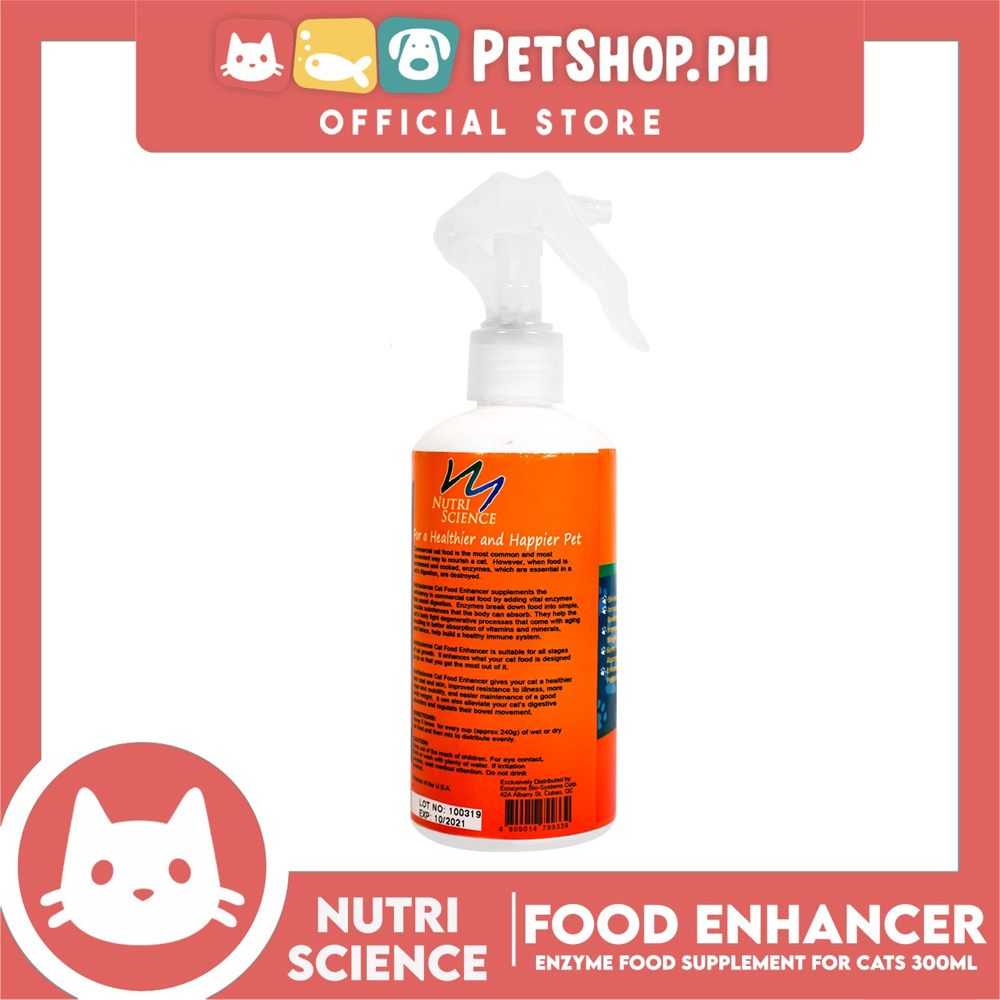 Nutriscience Cat Food Enhancer 300ml Enzyme Food Supplement for Cats