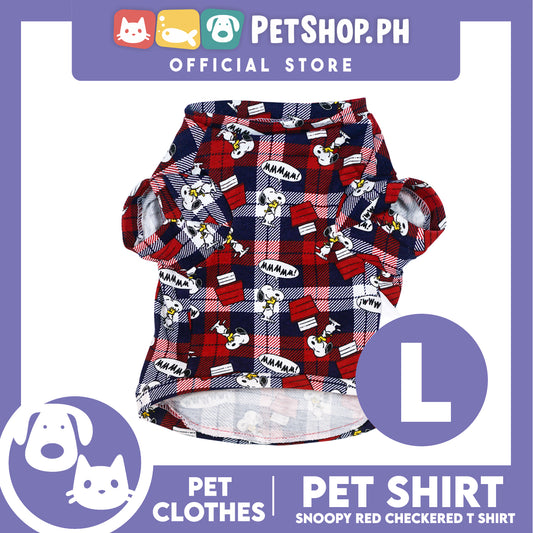 Pet Shirt Red Checkered Design Pet Clothes (Large) Perfect Fit for Dogs and Cats