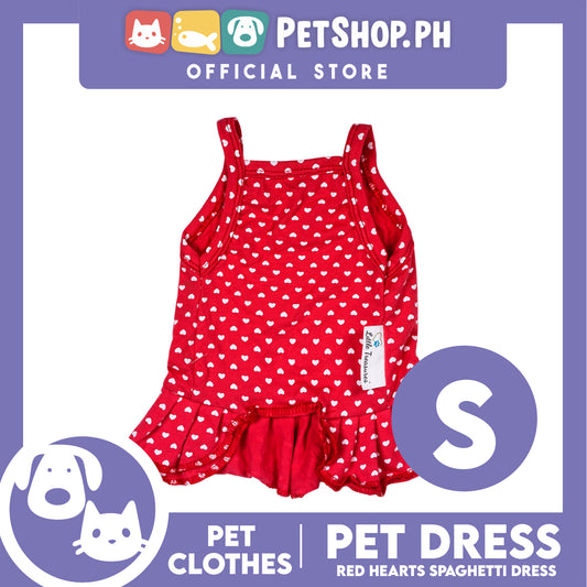 Pet Dress Red Spaghetti with Heart Design Pet Clothes (Small) Perfect Fit for Dogs and Cats