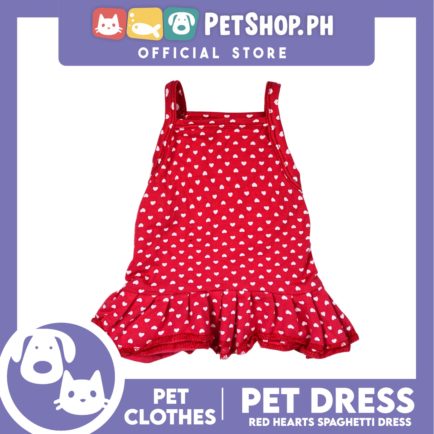 Pet Dress Red Spaghetti with Heart Design Pet Clothes (Small) Perfect Fit for Dogs and Cats