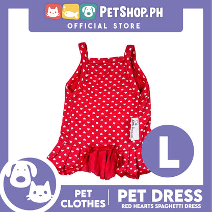 Pet Dress Red Spaghetti with Heart Design Pet Clothes (Large) Perfect Fit for Dogs and Cats