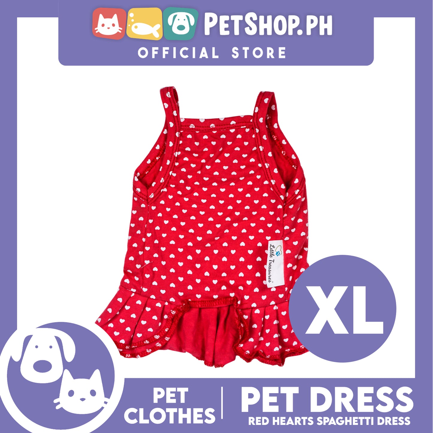 Pet Dress Red Spaghetti with Heart Design Pet Clothes (Extra Large) Perfect Fit for Dogs and Cats