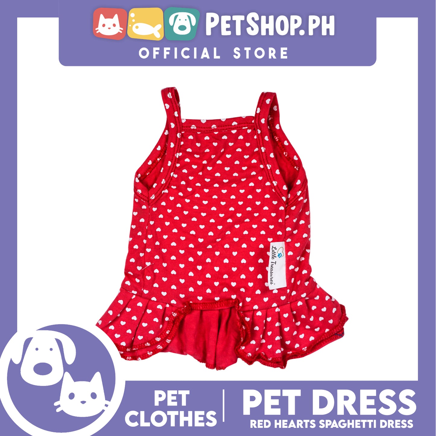 Pet Dress Red Spaghetti with Heart Design Pet Clothes (Extra Large) Perfect Fit for Dogs and Cats