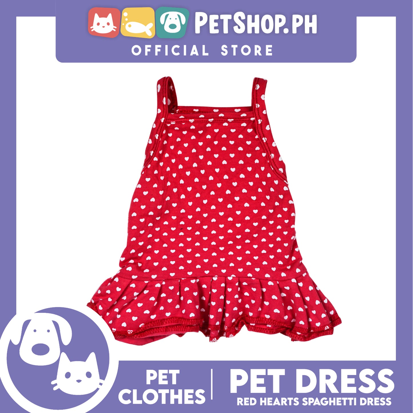 Pet Dress Red Spaghetti with Heart Design Pet Clothes (Extra Large) Perfect Fit for Dogs and Cats