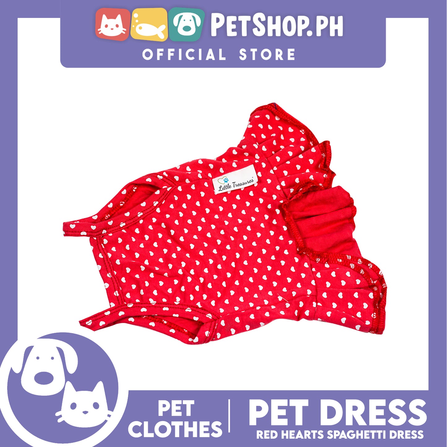 Pet Dress Red Spaghetti with Heart Design Pet Clothes (Extra Large) Perfect Fit for Dogs and Cats