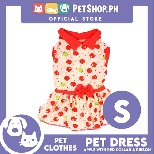 Pet Dress Apple with Red Collar and Ribbon Pet Clothes (Small) Perfect Fit for Dogs and Cats