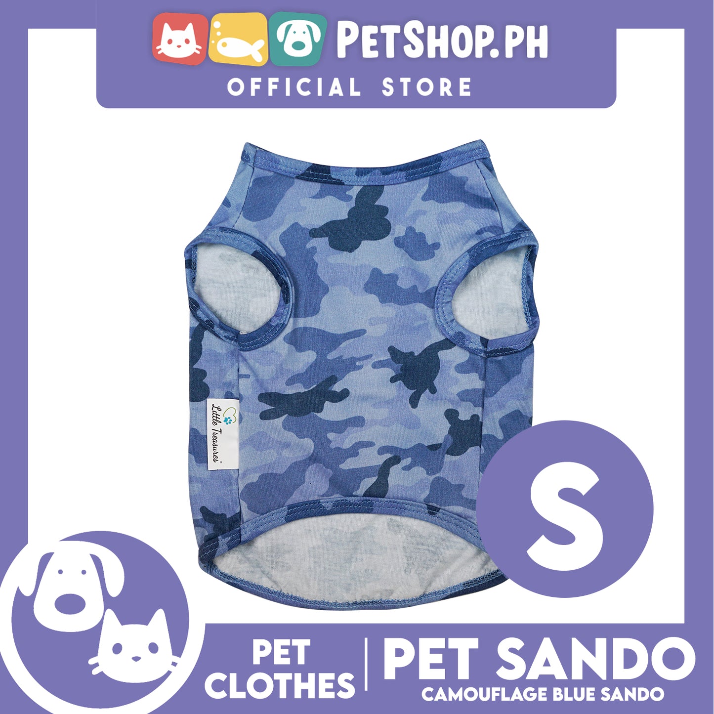 Pet Sando Blue Camouflage Pet Clothes Shirt (Small) Perfect Fit for Dogs and Cats