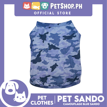 Pet Sando Blue Camouflage Pet Clothes Shirt (Small) Perfect Fit for Dogs and Cats