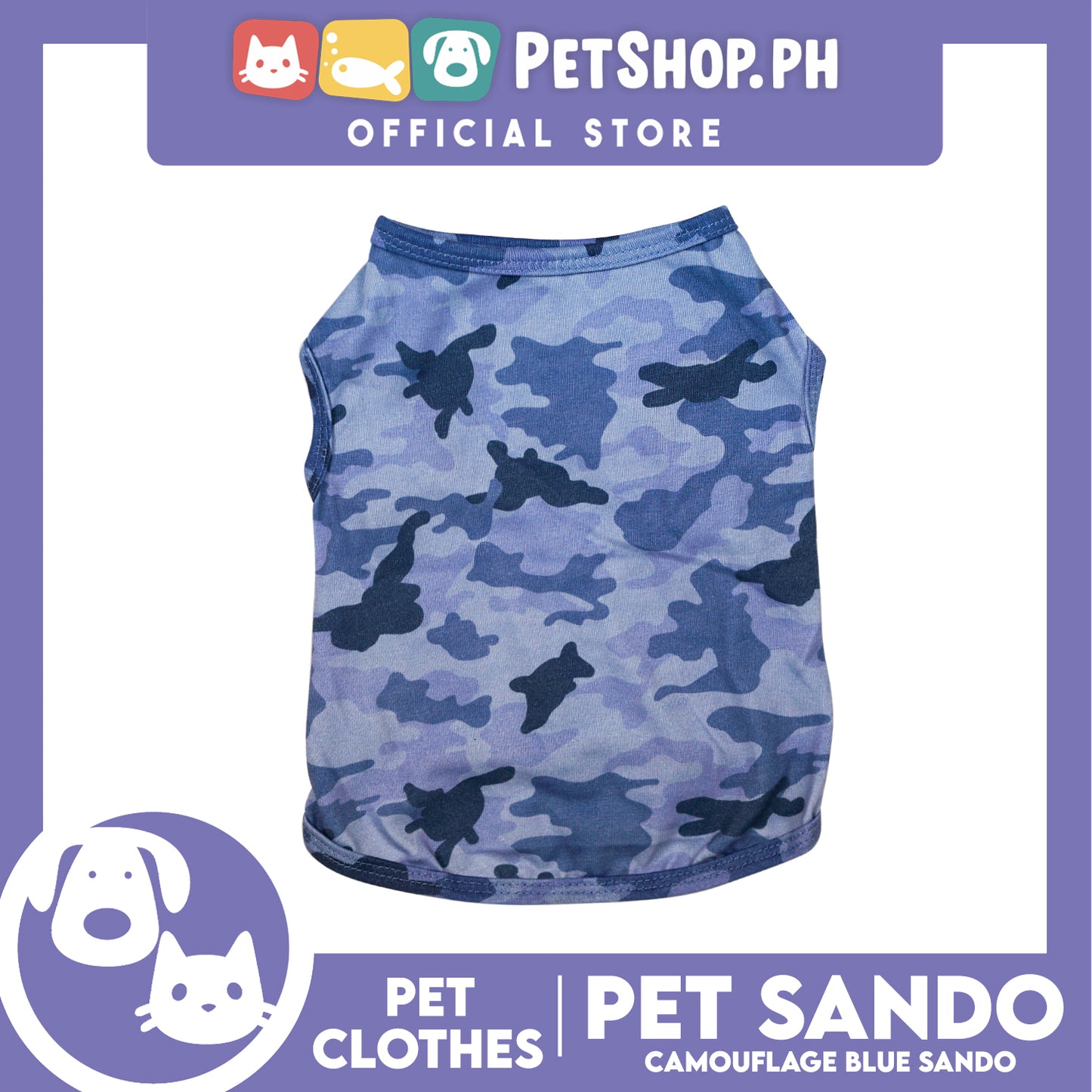 Pet Sando Blue Camouflage Pet Clothes Shirt (Extra Large) Perfect Fit for Dogs and Cats