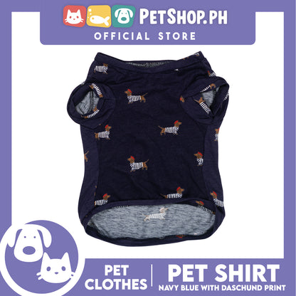 Pet Shirt Navy Blue with Dachshund Print Pet Clothes Shirt (Extra Large) Perfect Fit for Dogs