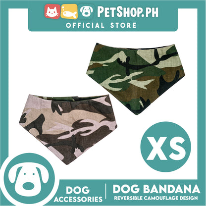 Dog Pet Bandana Reversible Camouflage Design Washable Scarf (Extra Small)