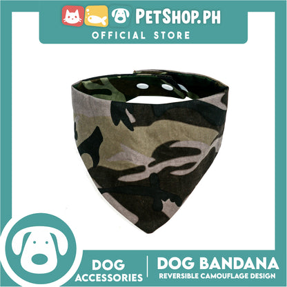 Dog Pet Bandana Reversible Camouflage Design Washable Scarf (Extra Small)