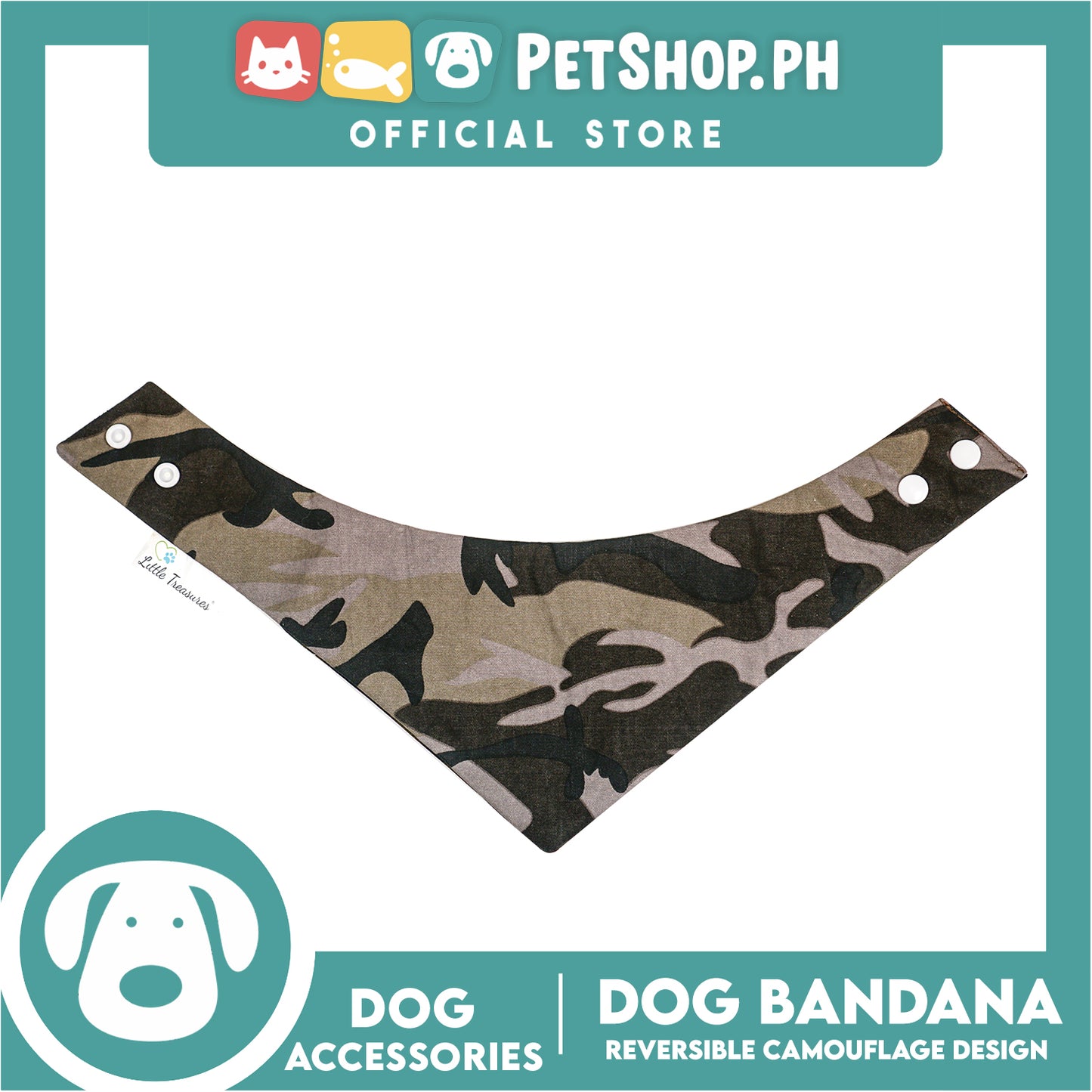 Dog Pet Bandana Reversible Camouflage Design Washable Scarf (Extra Small)