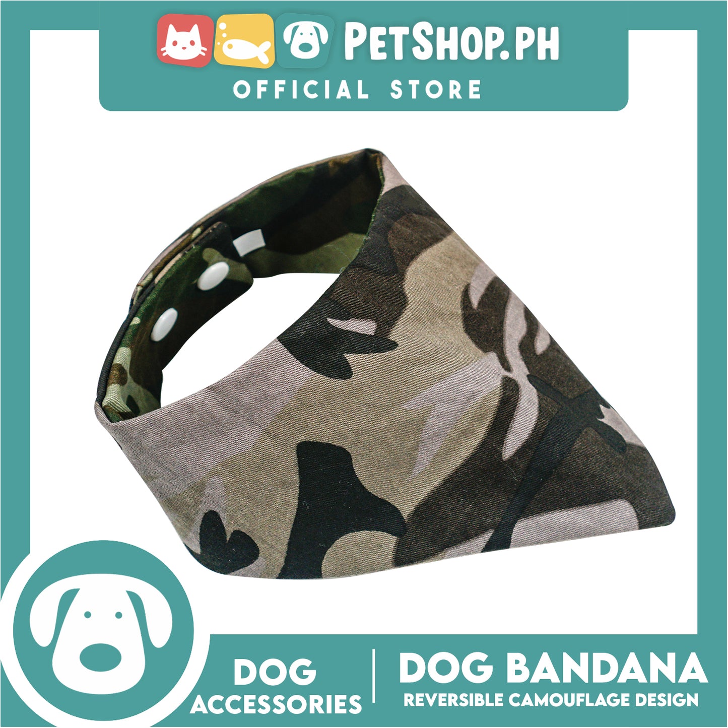 Dog Pet Bandana Reversible Camouflage Design Washable Scarf (Extra Small)